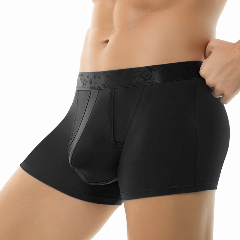 5 قطع ملابس داخلية مقسمة للرجال من Gun-bulet، دعم الصفن من الحرير الجليدي، حزام خصر رفيع قابل للتنفس بأربعة زوايا