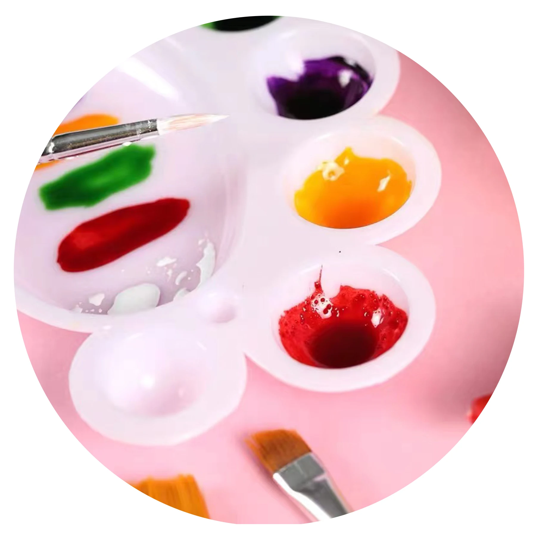 MOTARRO 1Pcs Round Plastic Palette Art Alternatives Paint Tray Artist Watercolor Plastic Palette Supply White Pigment Tray