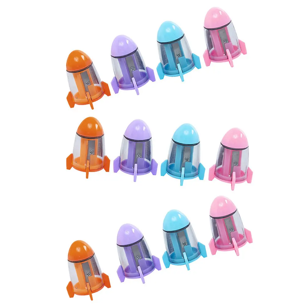 

12Pcs Rocket Pencil Sharpener Adorable Portable Kids Sharpener Compact Household Hand Sharpeners School Classroom Supplier