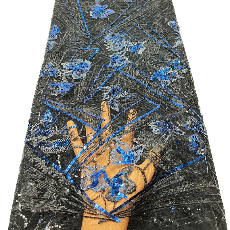 

French apricot lace mesh fabric, high-quality African sequin and sequin embroidery handicrafts, lace fabric, fabric sewing
