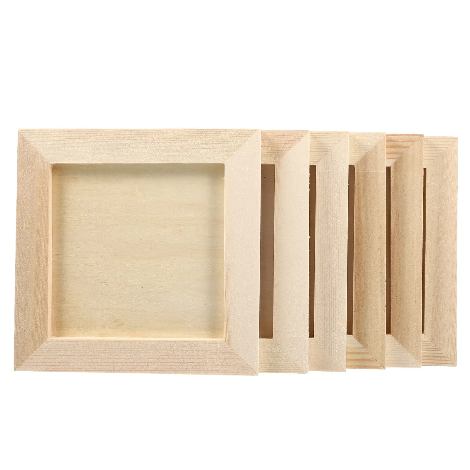 

6pcs Diy Blank Wooden Photo Holders Hand Decor Clay Picture Frame Photo Wood Frames Blank Diy Wooden Slush Craft Child