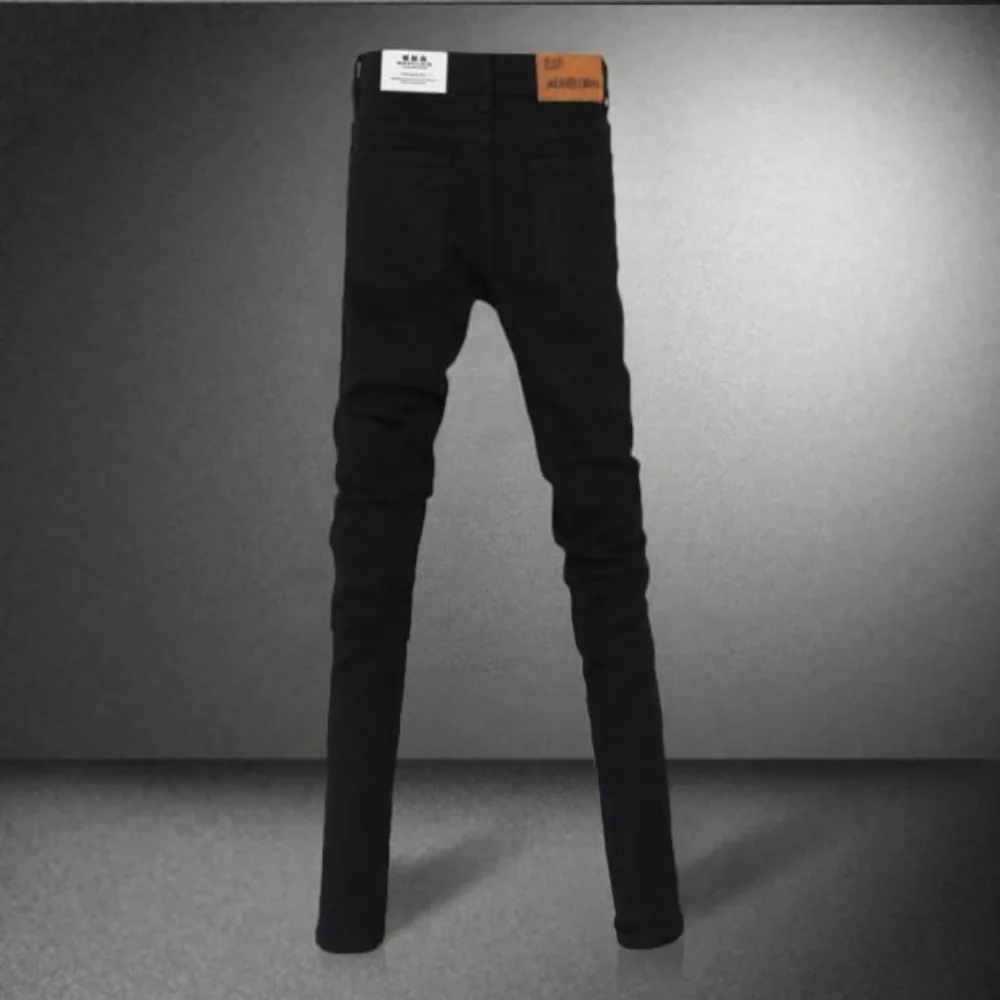 Casual Zipper Designer Men\'s Jeans Denim Pants 2024 Spring and Autumn Korean New Trendy Black Slim Elastic Pencil Trousers Male