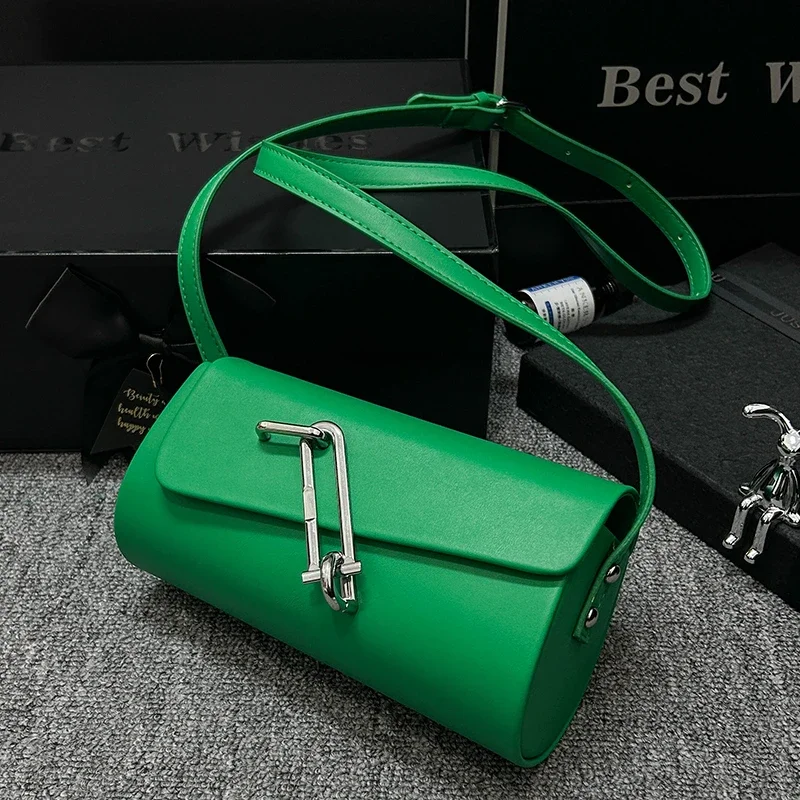 Green Orange Bag For Women Fashion Shoulder Bag Solid Pu Leather Handbag Designer Saddle Crossbody Bag Small Handbag Brand