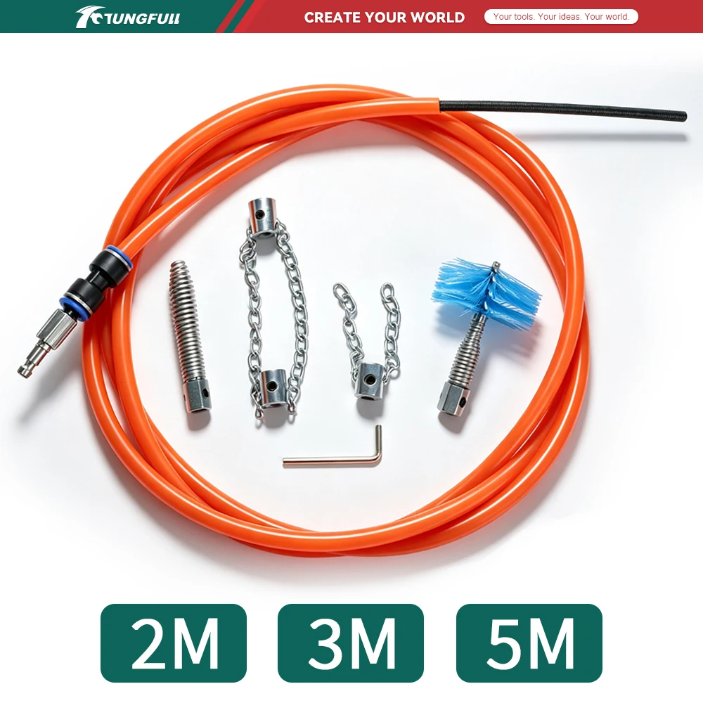TUNGFULL High Efficiency Flexible Pipe Cleaning Tool Set with Complete Attachments Drain Unclogger for Multi-Scenario Drainage U