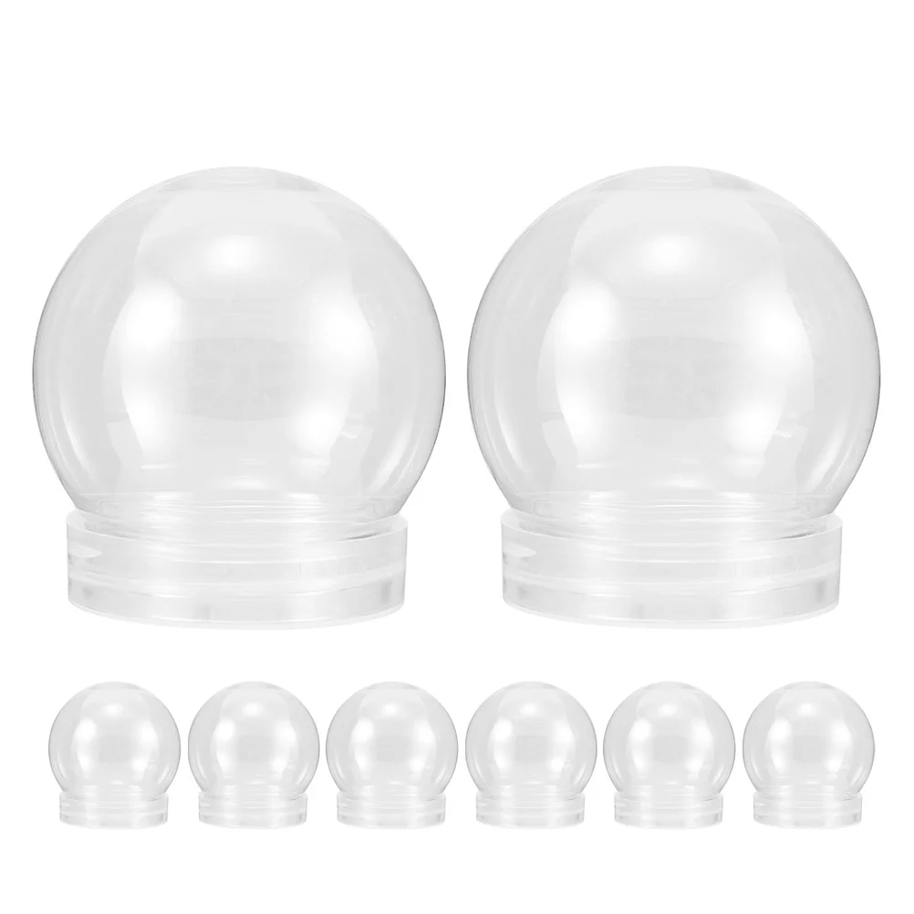 

8Pcs Clear Plastic Water Globes Screw Lid DIY Snow Globes Kit Empty Refillable Plastic Craft Snow Globe Decoration Small Size