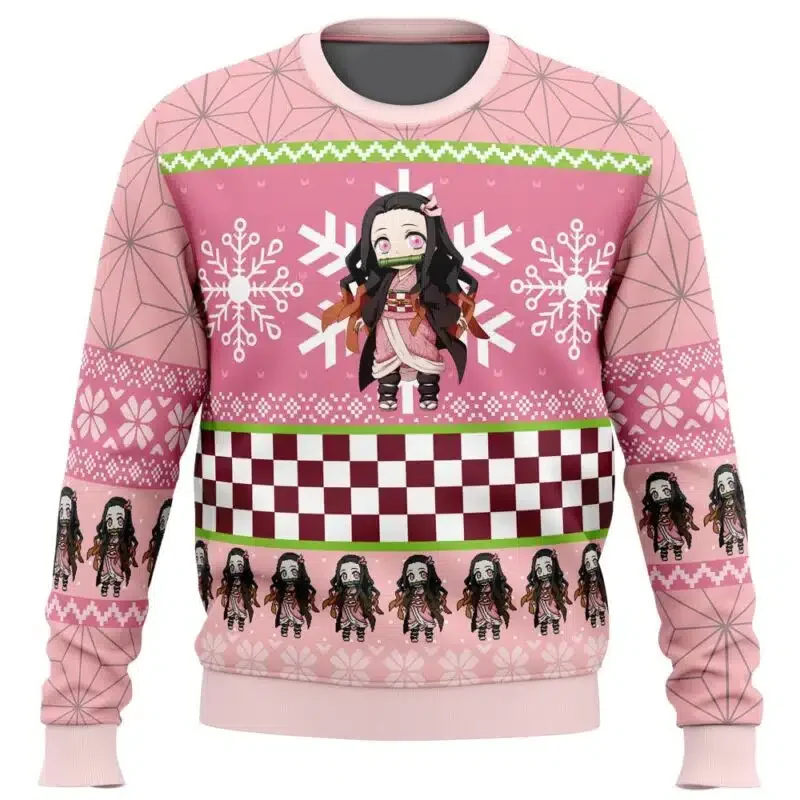 Chibi Navidad Muzan Kibutsuji Demon Slayer suéter de Navidad feo regalo Santa Claus pulóver hombres sudadera 3D y Top otoño