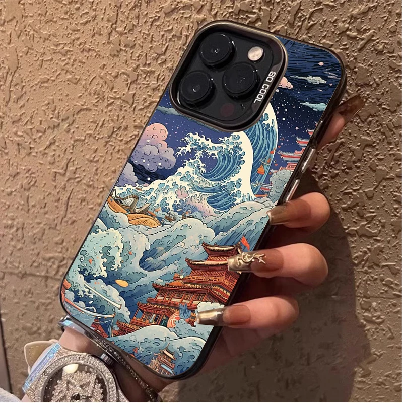 Ukiyo-e Ocean Waves Creative Phone Case for IPhone 16 15 14 13 12 11 Mini Pro Max X XR XSMAX 8 7 Plus Anti Fall Matte Back Cover