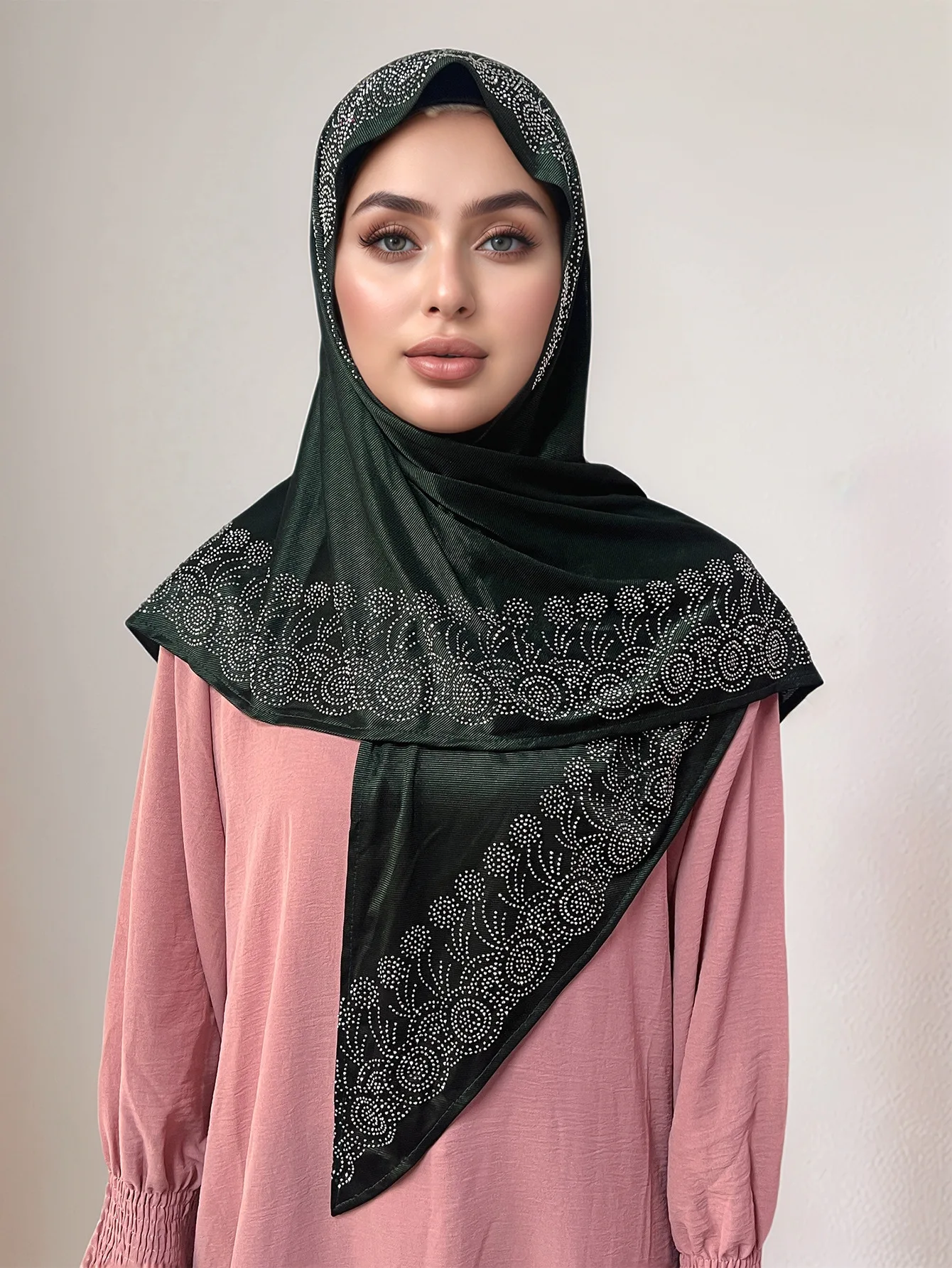 Knitted Elastic Diamond Triangular Long Scarf Ethnic Gauze Scarves Middle East African Headscarf Women Muslim Hijab Shawl Wrap 5