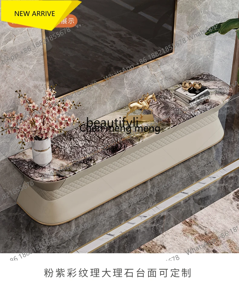 

zz185Affordable Luxury Style TV Cabinet Italian Post-Modern Living Room Bedroom Stone Plate Marble Furniture