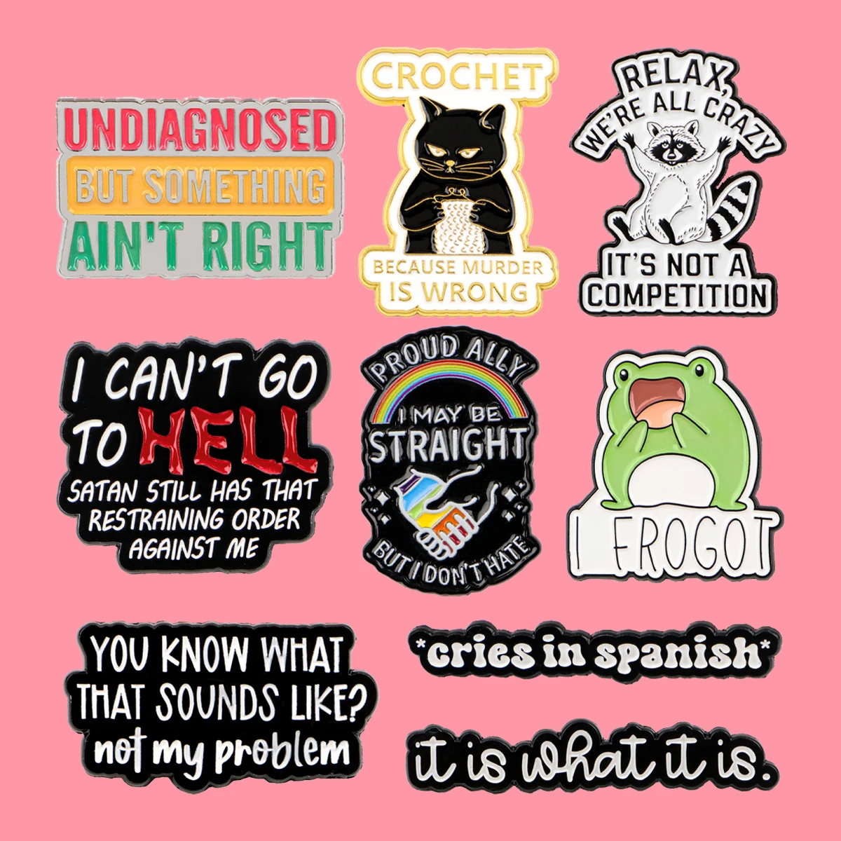 Black Cat Frog Quote Enamel Pin Rainbow Gay Brooch Badge on Backpack Clothing Lapel Pin Costume Accessories Fashion Jewelry Gift