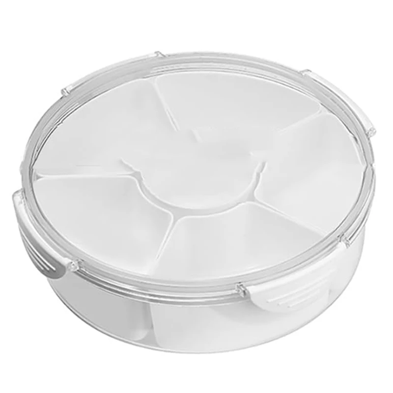 Veggie Tray With Lid - Divided Snackle Box Container With 6 Compartments For Party Serving Platter