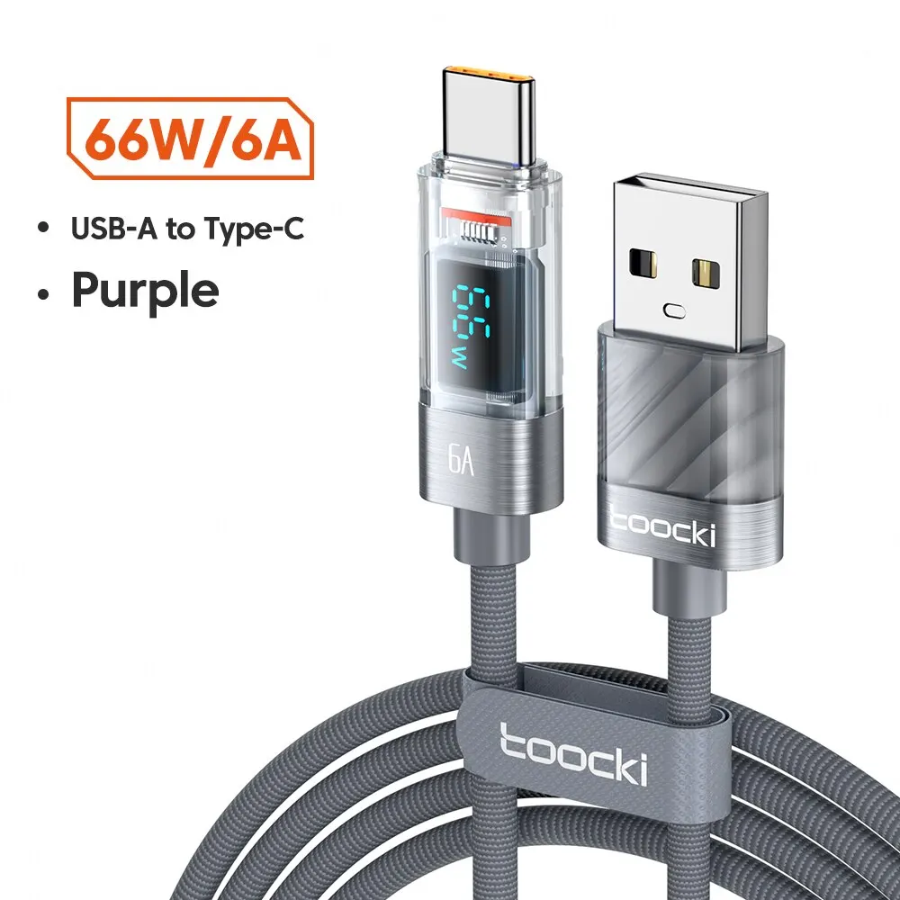 Toocki usb typ c kabel 6a 66w für huawei oppo display schnell ladegerät usb c kabel datenkabel für xiaomi 12 samsung realme
