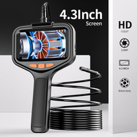 4.3 inch Display Handheld Endoscope Camera HD IP67 Waterproof with 8 LED for Cylinder Drain Pipe Inspection Borescope 8mm Lens