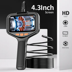 4.3 inch Display Handheld Endoscope Camera HD IP67 Waterproof with 8 LED for Cylinder Drain Pipe Inspection Borescope 8mm Lens