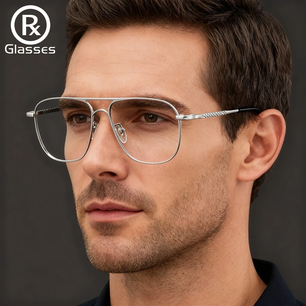 

RX Glasses High-end Brand Designer Men's Vintage Oversized Pure Titanium Frame Eyeglasses Women Fashion Optical Myopia Lenses