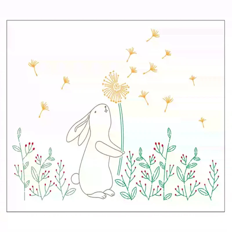 

Трафареты Sashiko, многоразовый шаблон для рисования с кроликом и одуванчиком, мягкий квилтинг, ПЭТ, рисунок для вышивки