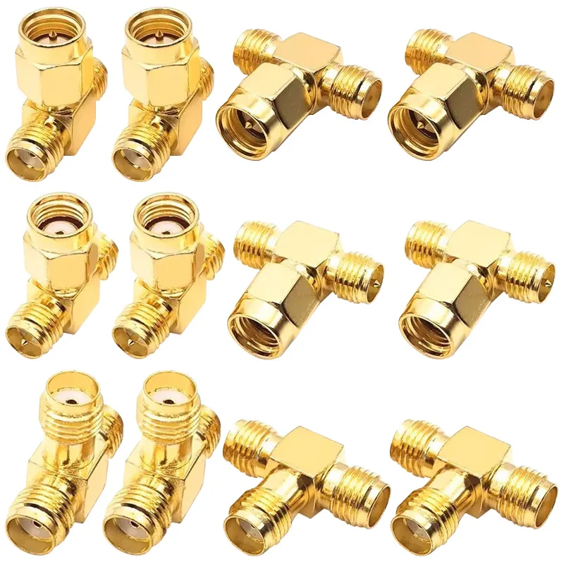 

5Pcs 3 Way SMA Adapter T-shape SMA Male to Dual Female Splitter T-Type SMA Connector for Radio Antenna Cable Wire Connection