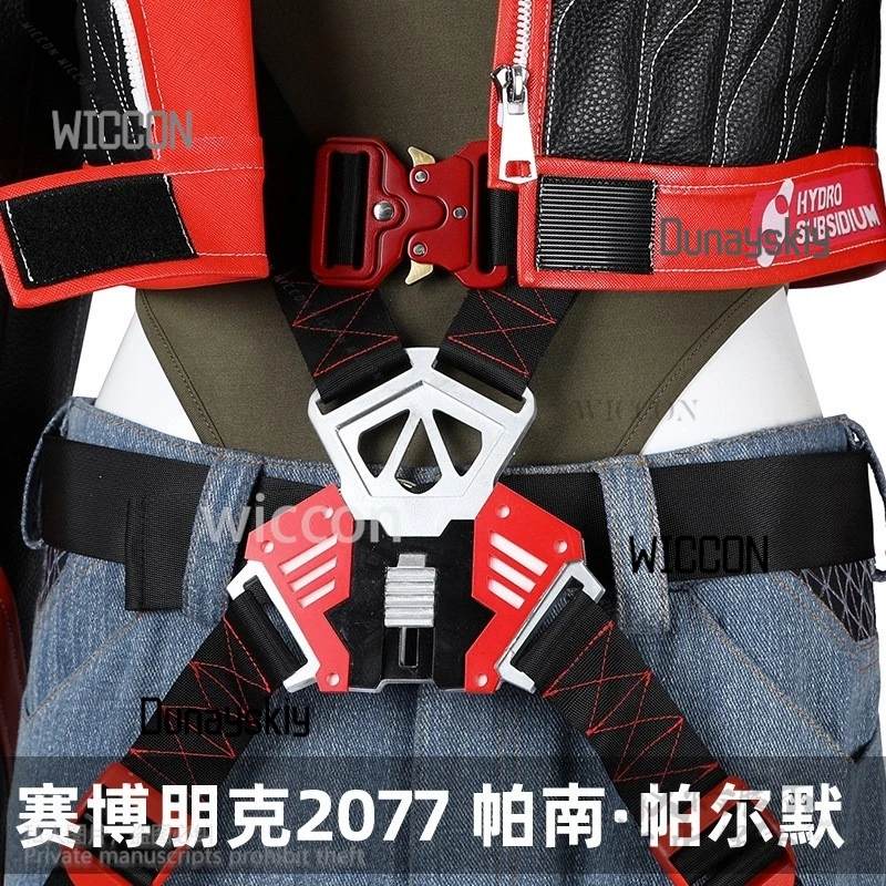 لعبة بانام بالمر كوسبلاي أنيمي سترات من الجلد باللونين الأحمر والأسود فاسق Y2K بنات موضة موحدة حزام شعر مستعار لحفلة الهالوين حسب الطلب