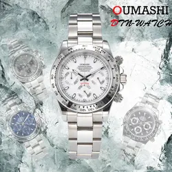 VK63 Watch OUMASHI-DTN Series top Men's sports panda three eye quartz watch, sapphire stainless steel waterproof watch