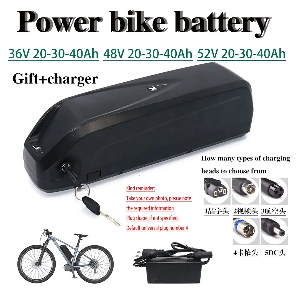 

Hailong - Electric Bicycle Battery with USB, 36V, 48V, 52V, 20Ah, 30Ah, Suitable for 350W, 500W, 750W, 1000W BMS+ Gift Charger