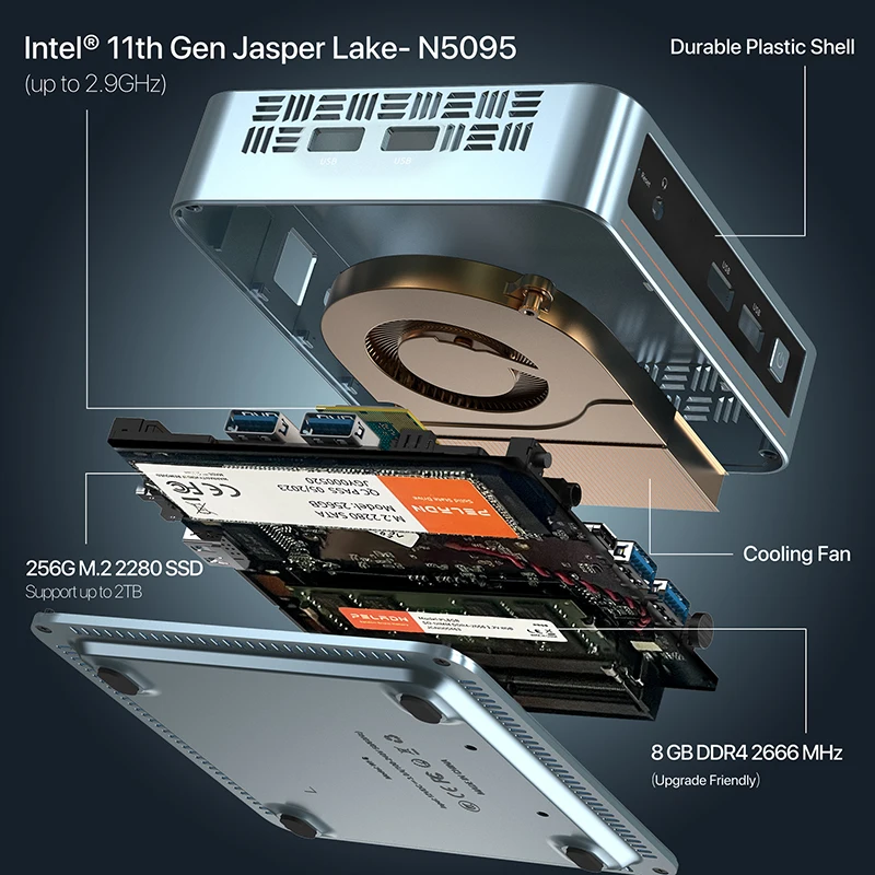 Peladn Desktop Mini PC WI4  Celero N5095 Desktop Computer with W11 DDR4  16GB RAM 512G SSD