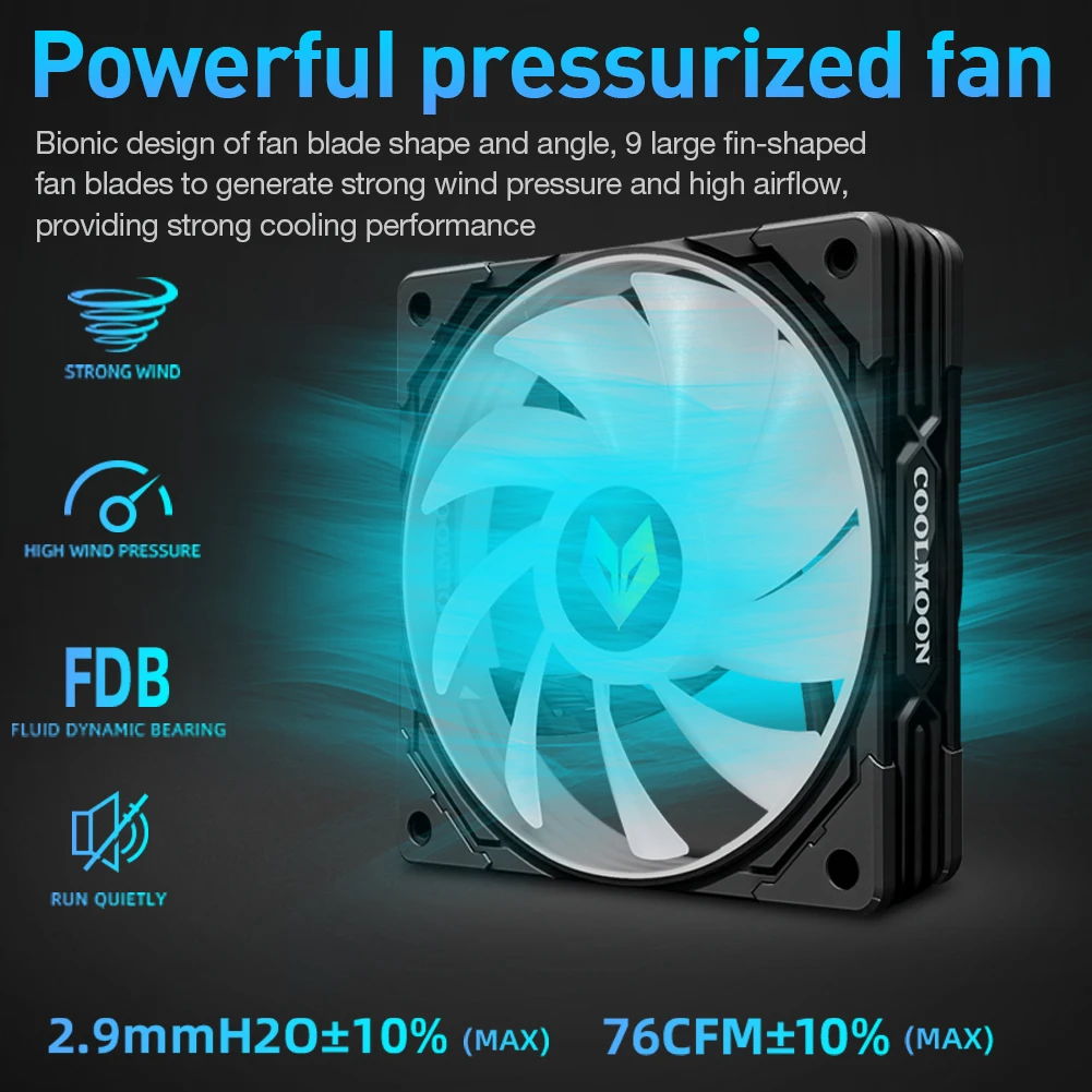 COOLMOON CPU Cooler Fan 6 Heat Pipe 12V 4Pin PWM RGB for Intel LGA 1700 AMD AM5 Quiet Ventilador Silent Radiator Cooling Fan