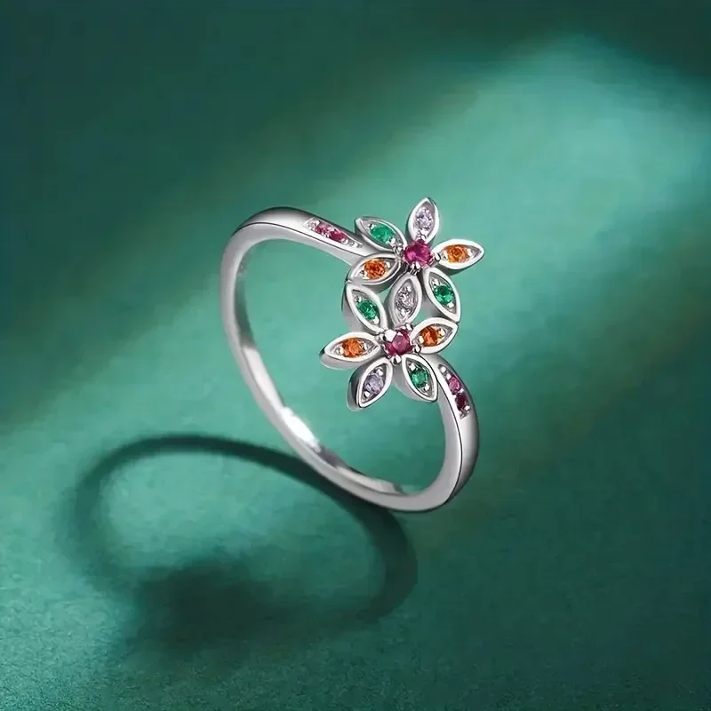 New Colorful Flower Ring for Women, Fresh and Eye catching Flower Ring, Personalized Countryside Matching Fashion Accessories