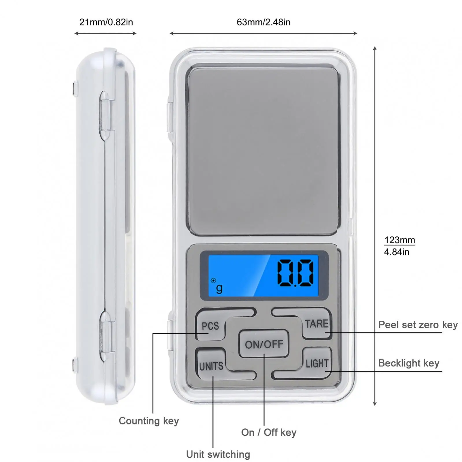 Mini Digital Scale 100 / 200 / 300 / 500g 0.01 / 0.1g High Accuracy Backlight Electric Pocket for Jewelry Gram Kitchen Weight