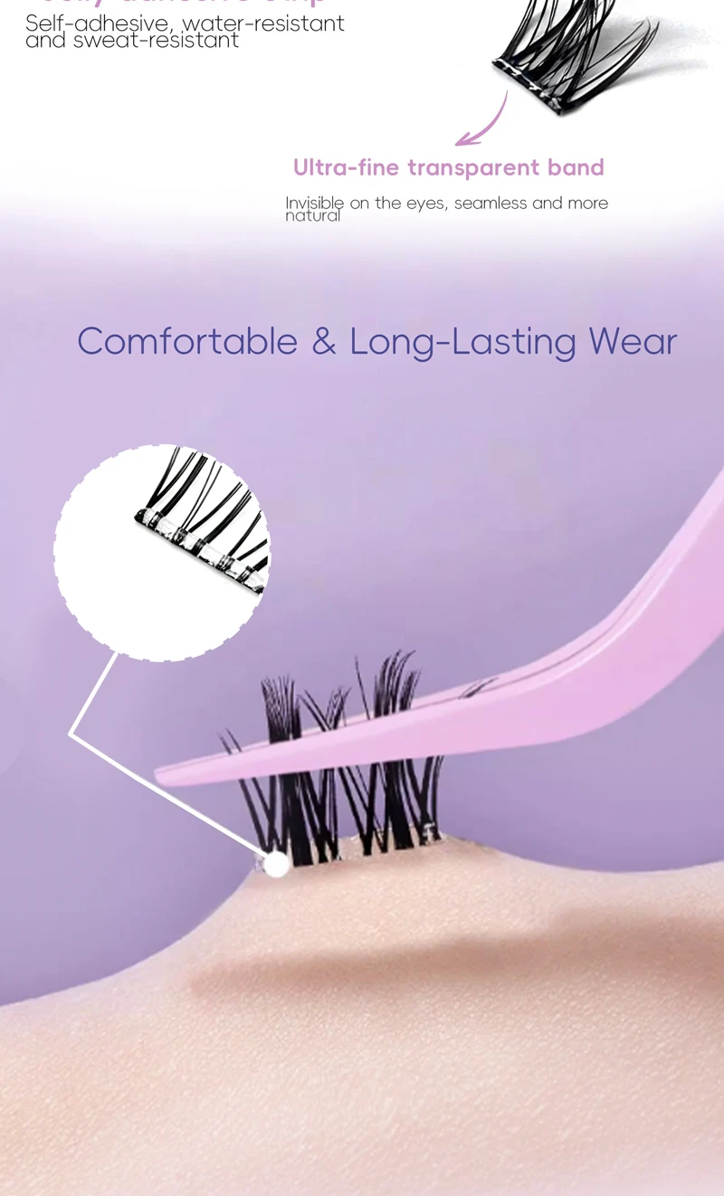 DIY falsche Wimpern, 10 Reihen, selbstklebend, natürlich, weich, große Kapazität, Anime, Multi-Stil, nicht klebend, Make-up, falsche Wimpern – Detail 2