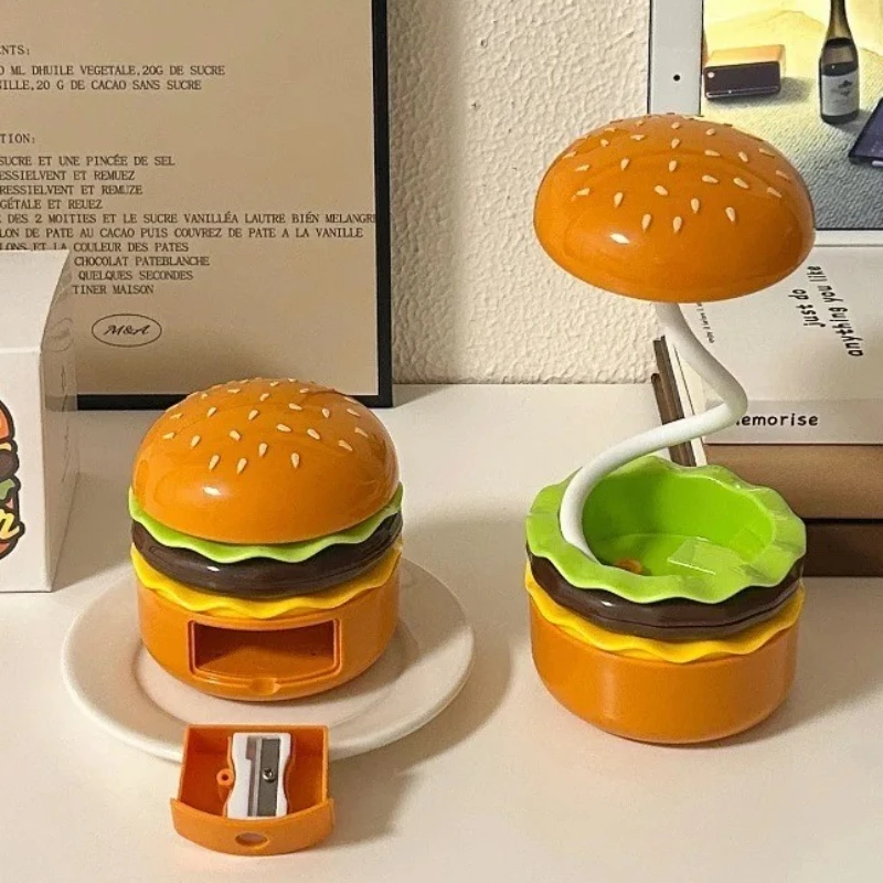 

Ночник для гамбургера, винтажная забавная настольная лампа, перезаряжаемая детская лампа для чтения для спальни, кабинета, декор в общежитии, подарок
