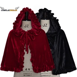 Victorian Gothic Renaissance Medieval Lolita Steampunk Collar Capelet Women's Short Cape Cloak Short Length Goldvelvet Cape