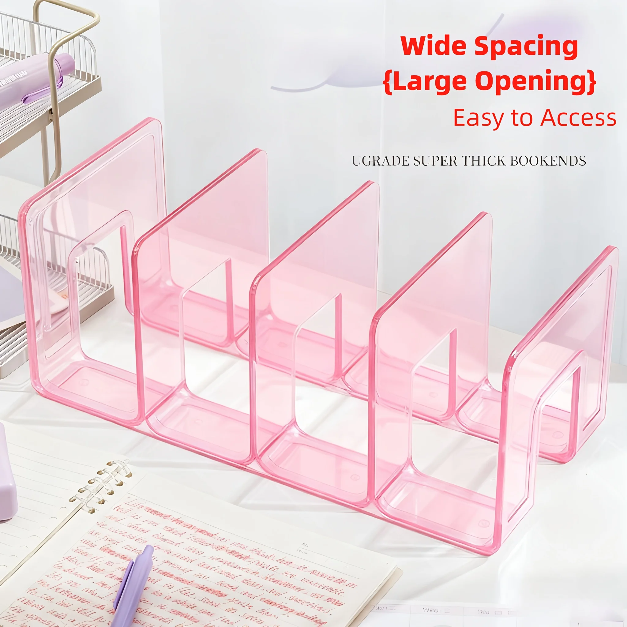 

Four-Column Bookshelf | Desktop Fixed, Book Divider, Shelf Support, Book Holder Organizer - PP Plastic, No Assembly Required