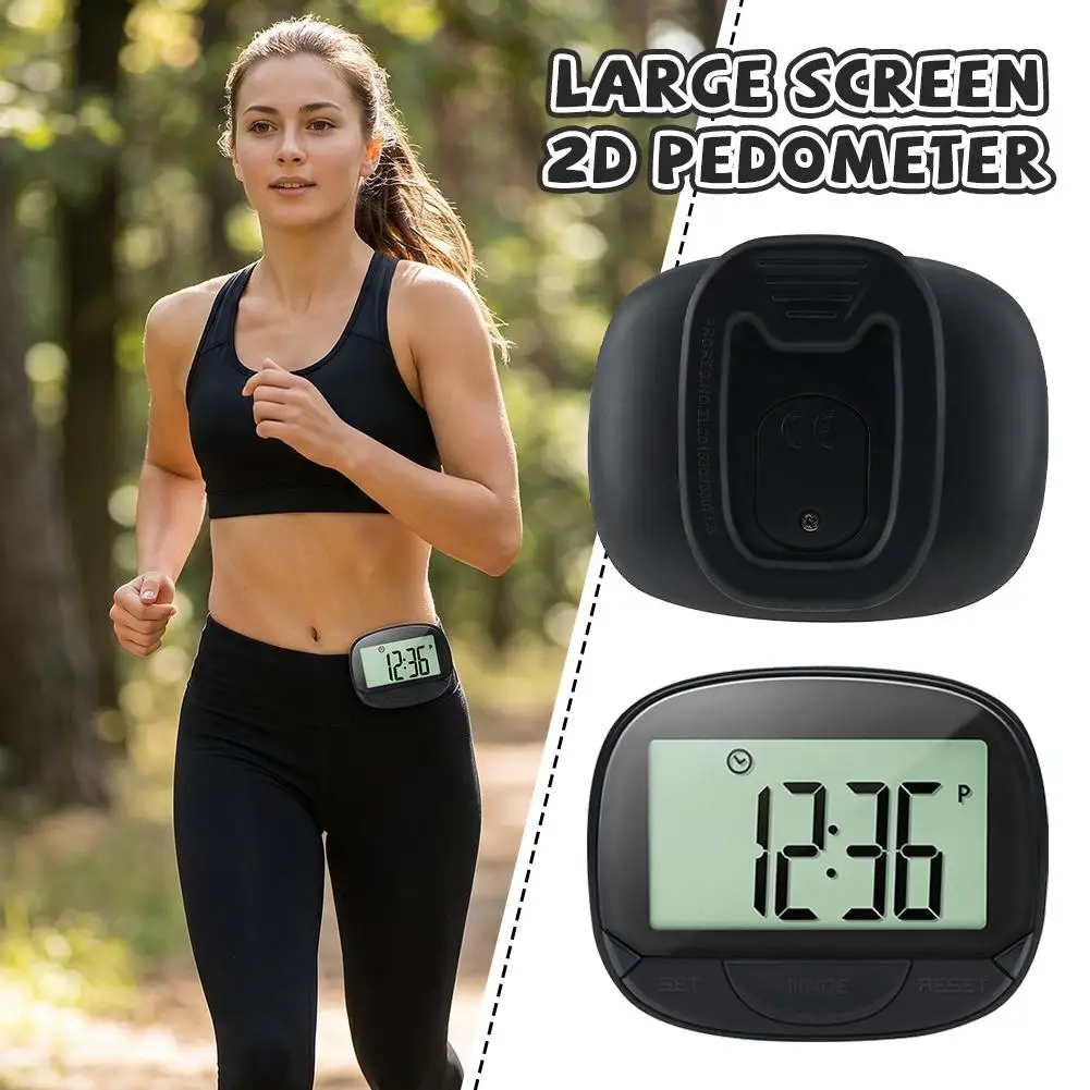 Clip-on Large Screen 2D Pedometer for Men Women, Portable Sports Step Tracker Fitness Gift for Walking Running Outdoor Workout