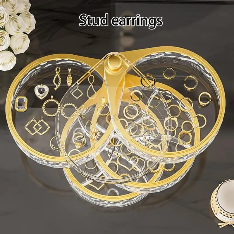A0NF Rotating Jewelry Organizers Multiple Tiers Case for Earrings Rings Necklaces