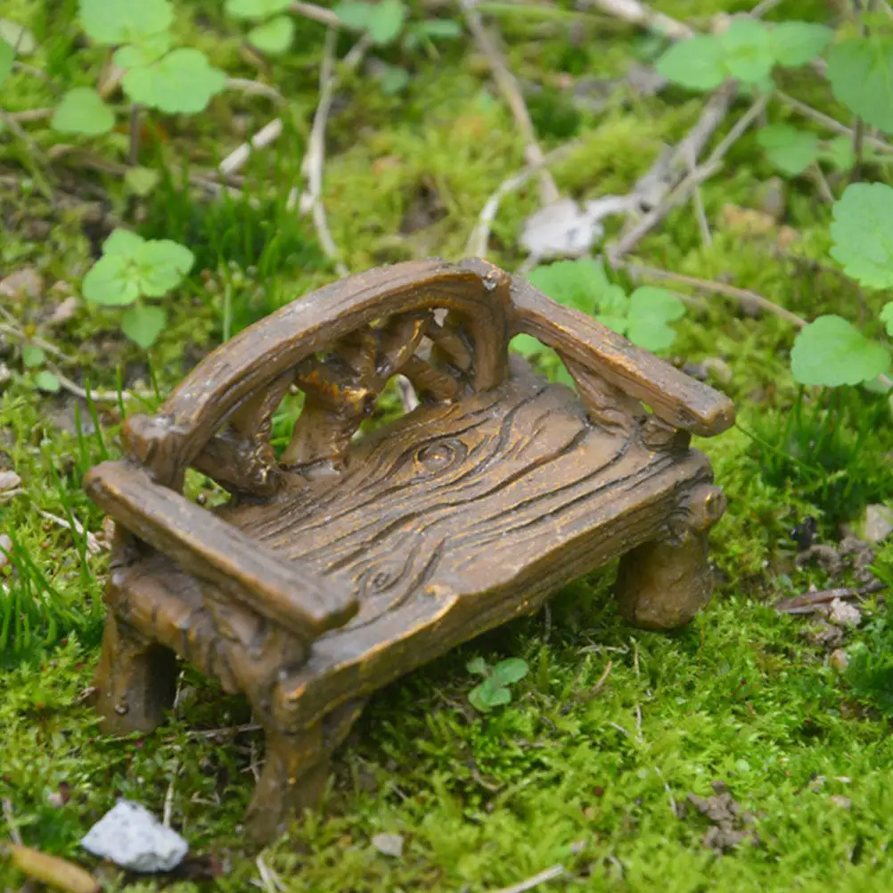 3Pcs Mini Garden Furniture Resin Craft Ornament Mini Bench Chairs Perfect for Micro Landscape Bonsai Plant Pot Yard Decor