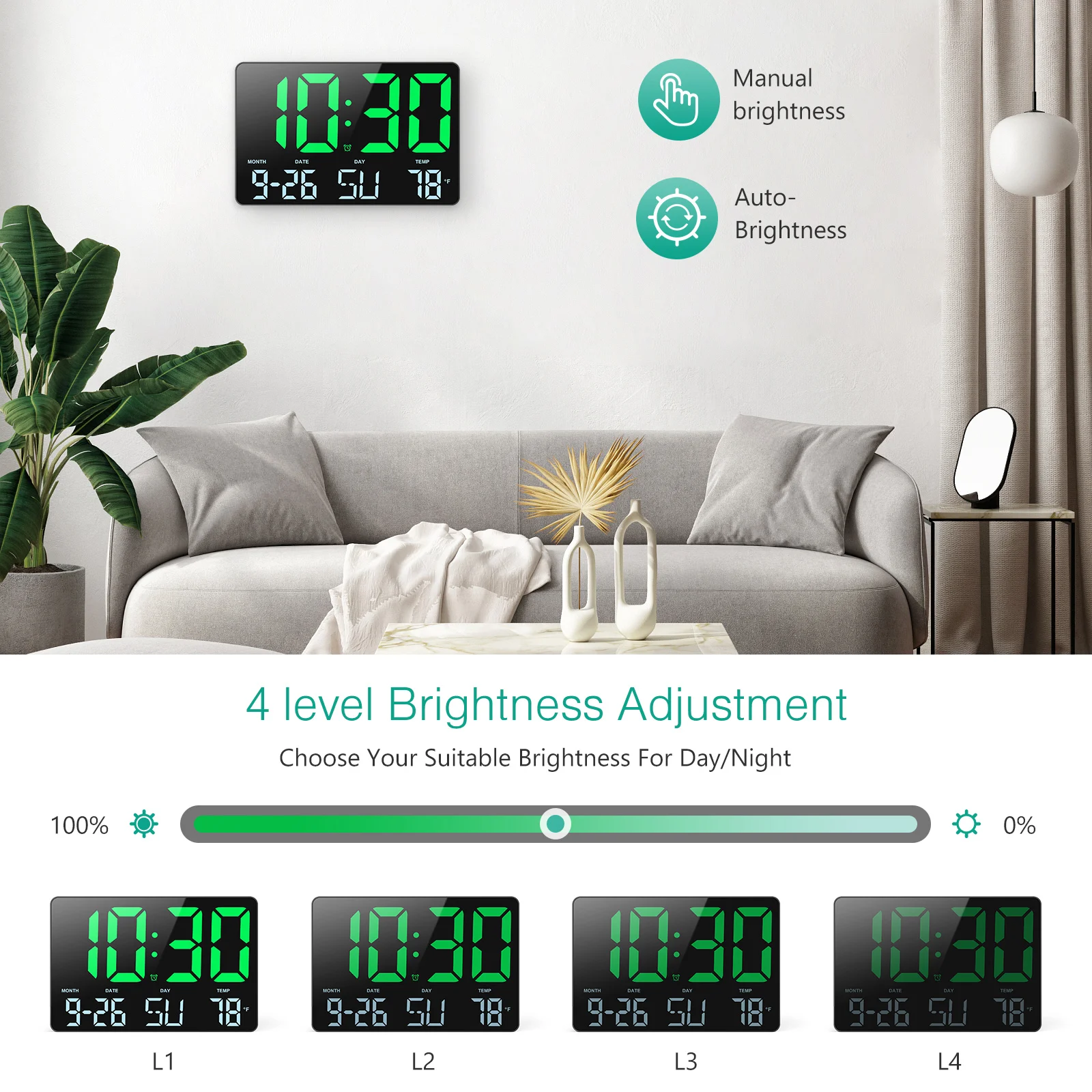 ORIA Digital Wall Clock 11.5