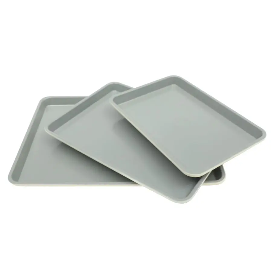 

Kitchen Essentials Bake Sale 3Piece Cookie Sheet Set Nonstick Carbon Steel Baking Pans 13, 15, 18 Inch Grey EasyClean Oven Trays