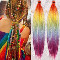 Extensiones de cabello rastas sintéticas de 24 pulgadas, rastas suaves de un solo extremo, rastas estilo Hippie para mujeres