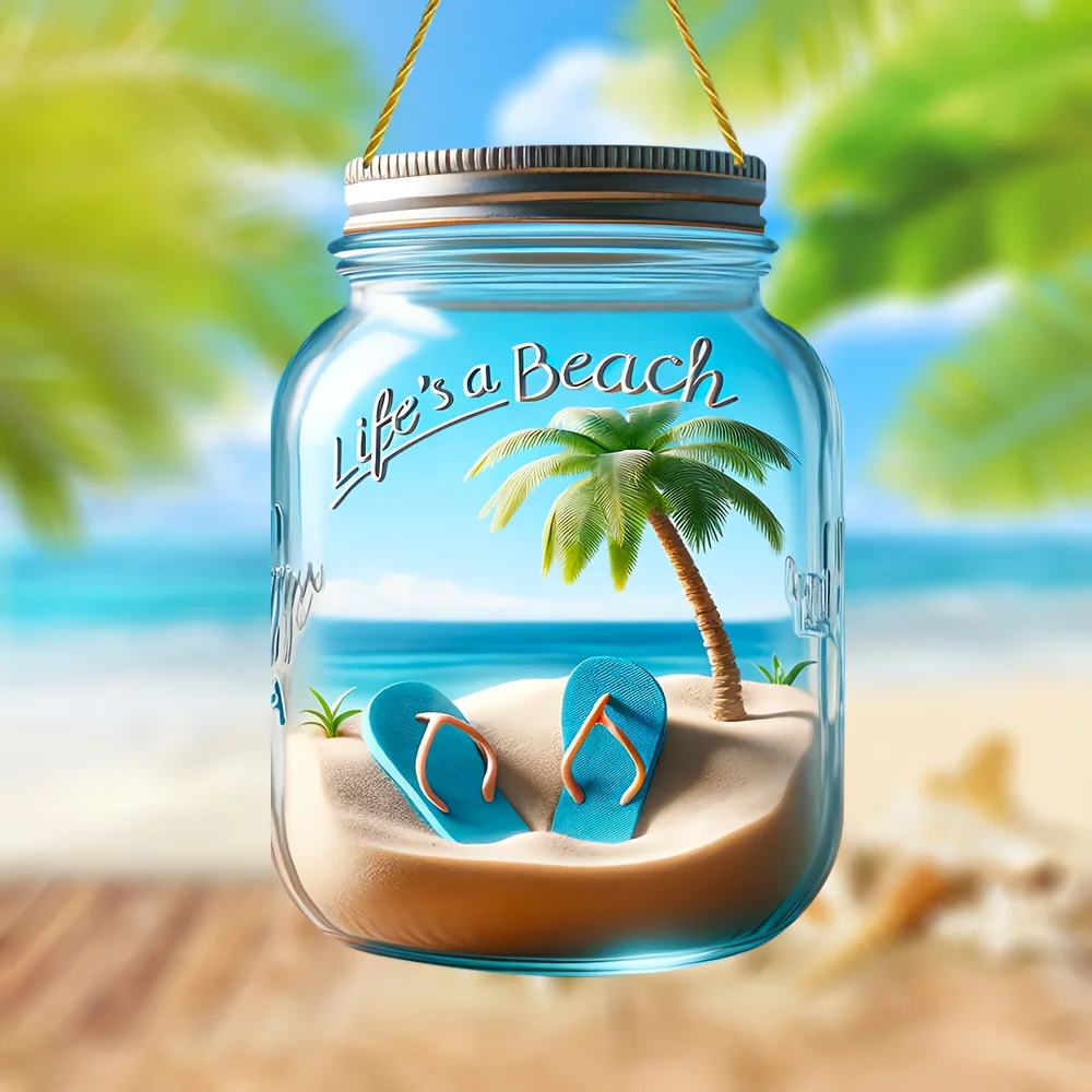 Beach sunshine,summer flip-flops coconut tree window hanging,wedding,glass doors windows,home kitchen,outdoor garden,courtyard