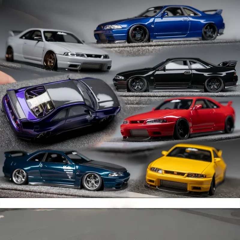 

Модель автомобиля The Laboratory 1:64 Active Widebody R33 из симуляционной смолы, коллекционная игрушка-украшение для мальчиков, подарок на праздник.