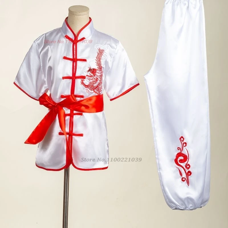 2024 traditional chinese children kung fu costume national dragon embroidery wushu shaolin uniform kung fu training exercise