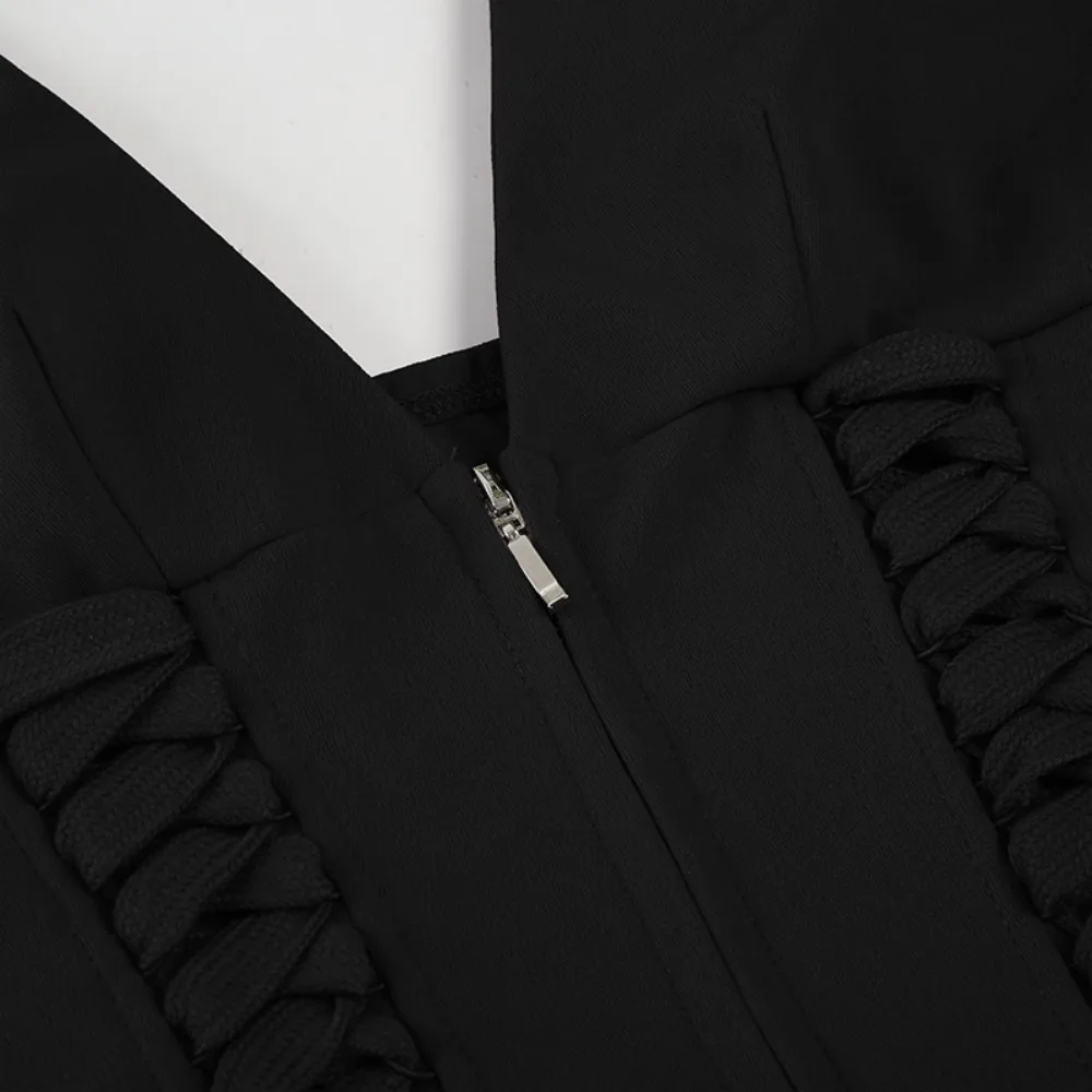 

Deep V Neck Sleeveless Crop Top Tie Up Waist Strap Korean Ins Y2K Halter Vest Top Chic Solid Color Women Camisole Hot Girl