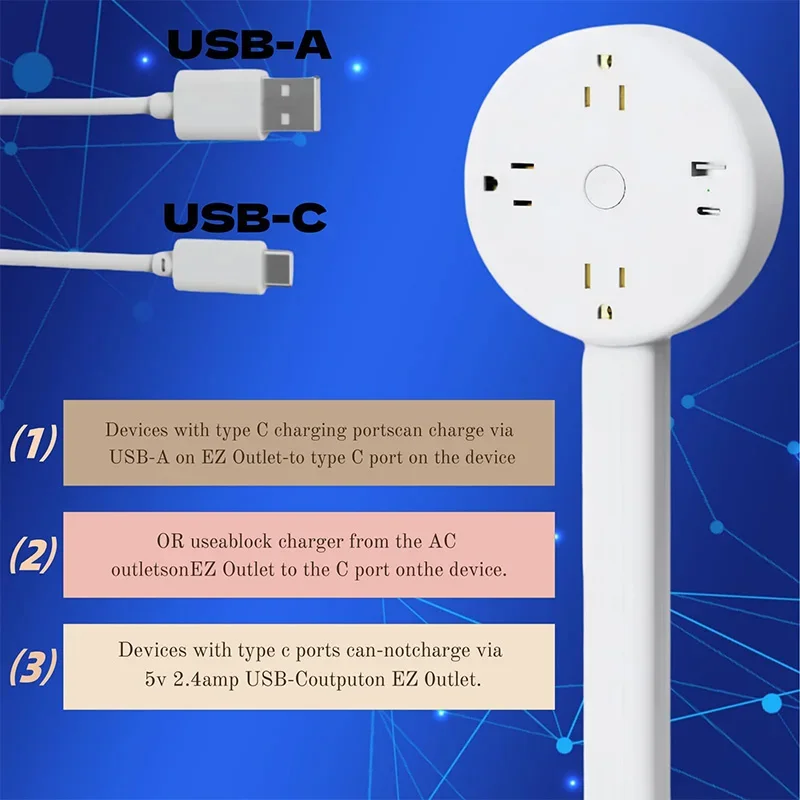 EU Electrical Outlet Extender Plug Wall Outlet Extender Extendable Wall Socket For Behind Couches Nightstands Desks Tool Parts