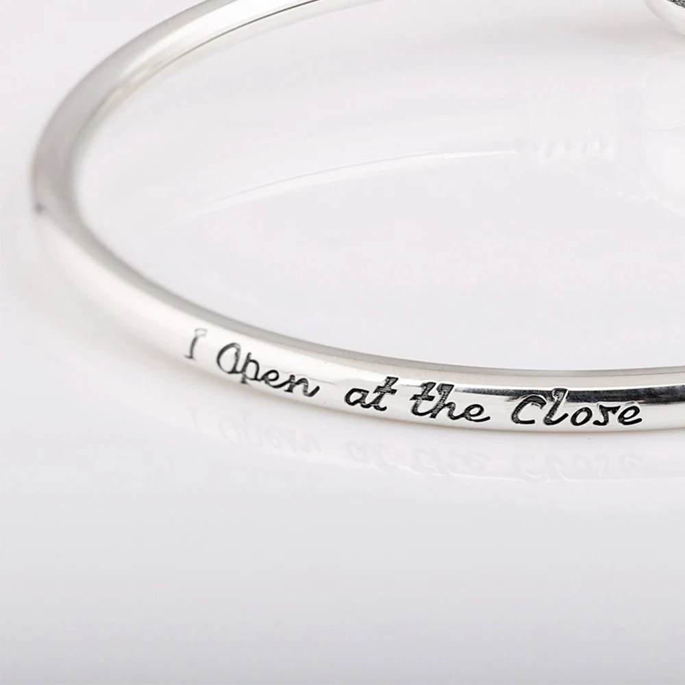 

925 Sterling Silver Moments Harr Pott "I Open At The Close" Golden Snitc Fashion Clasp Bangle Fit Women Charm Gift DIY Jewelry