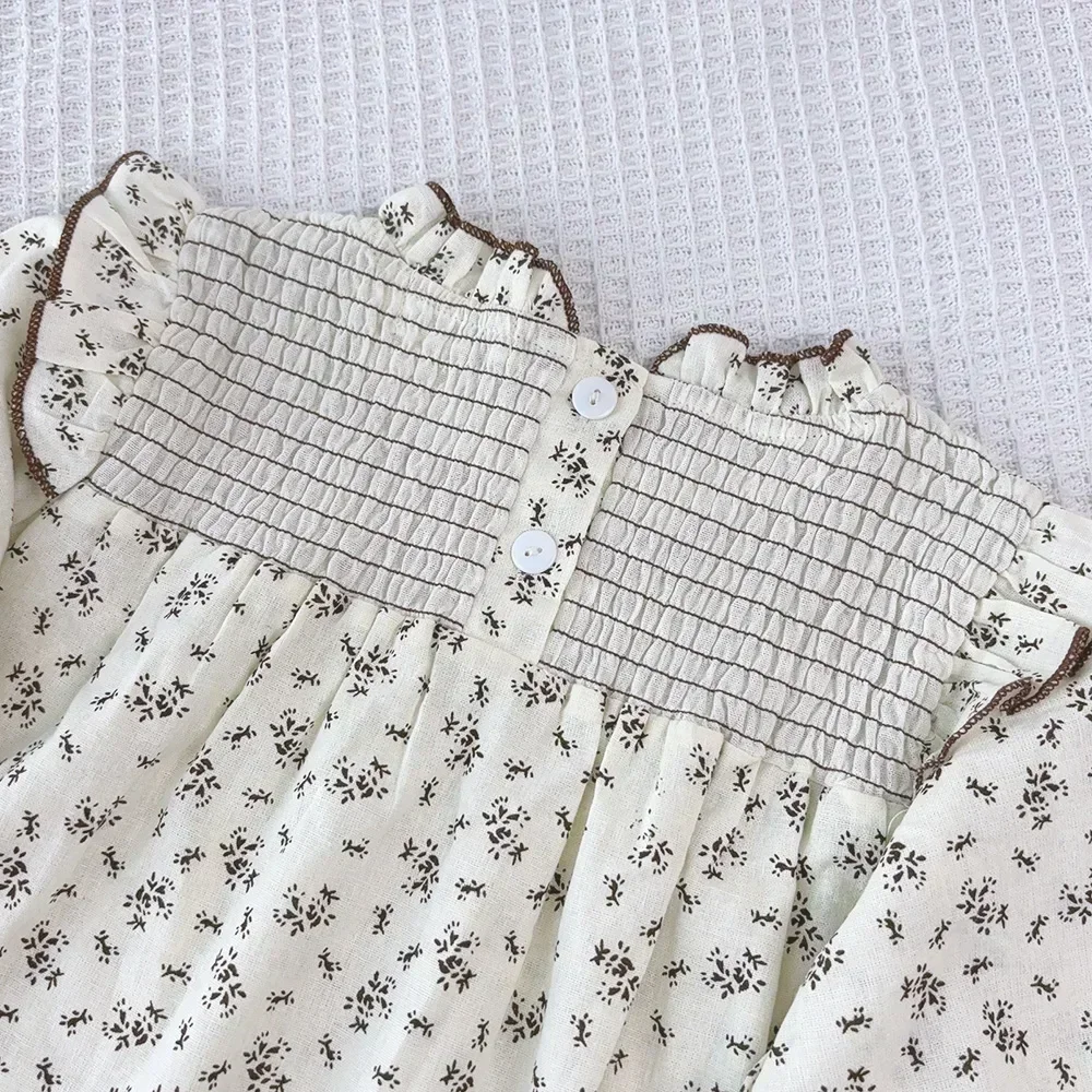 Weißes florales Langarmhemd für Frühling Herbst neues Baby Tops süße und süße Kinder kleidung für 1-6 Jahre alt – Detail 7