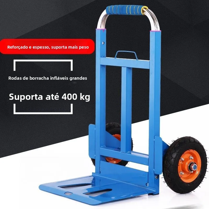 厚みのあるステンレス鋼の手引きカートポータブルショッピングカート野菜購入用小型手押しカートロードキング