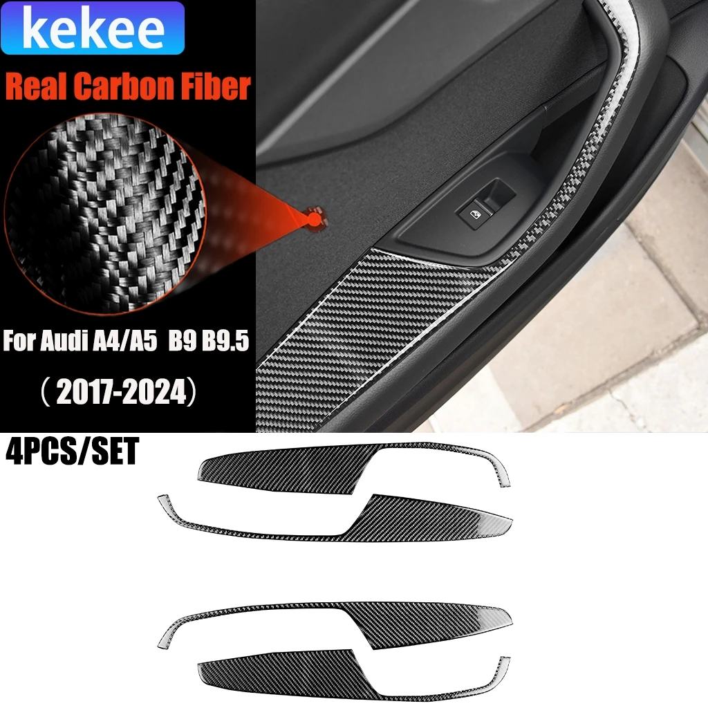 

Автомобильные аксессуары из углеродного волокна, дверной подлокотник, модифицированная внутренняя накладка, мягкая наклейка для Audi A4/A5 RS4 S4 B9 B9.5 2017-2024