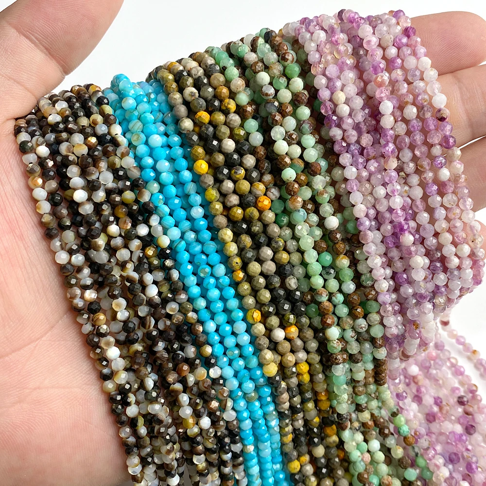 2/3/4mm Natural Stone Faceted Gem Beads Purple Diopside Shell Jades Beads for Jewelry Making Necklace DIY  Bracelet Earrings