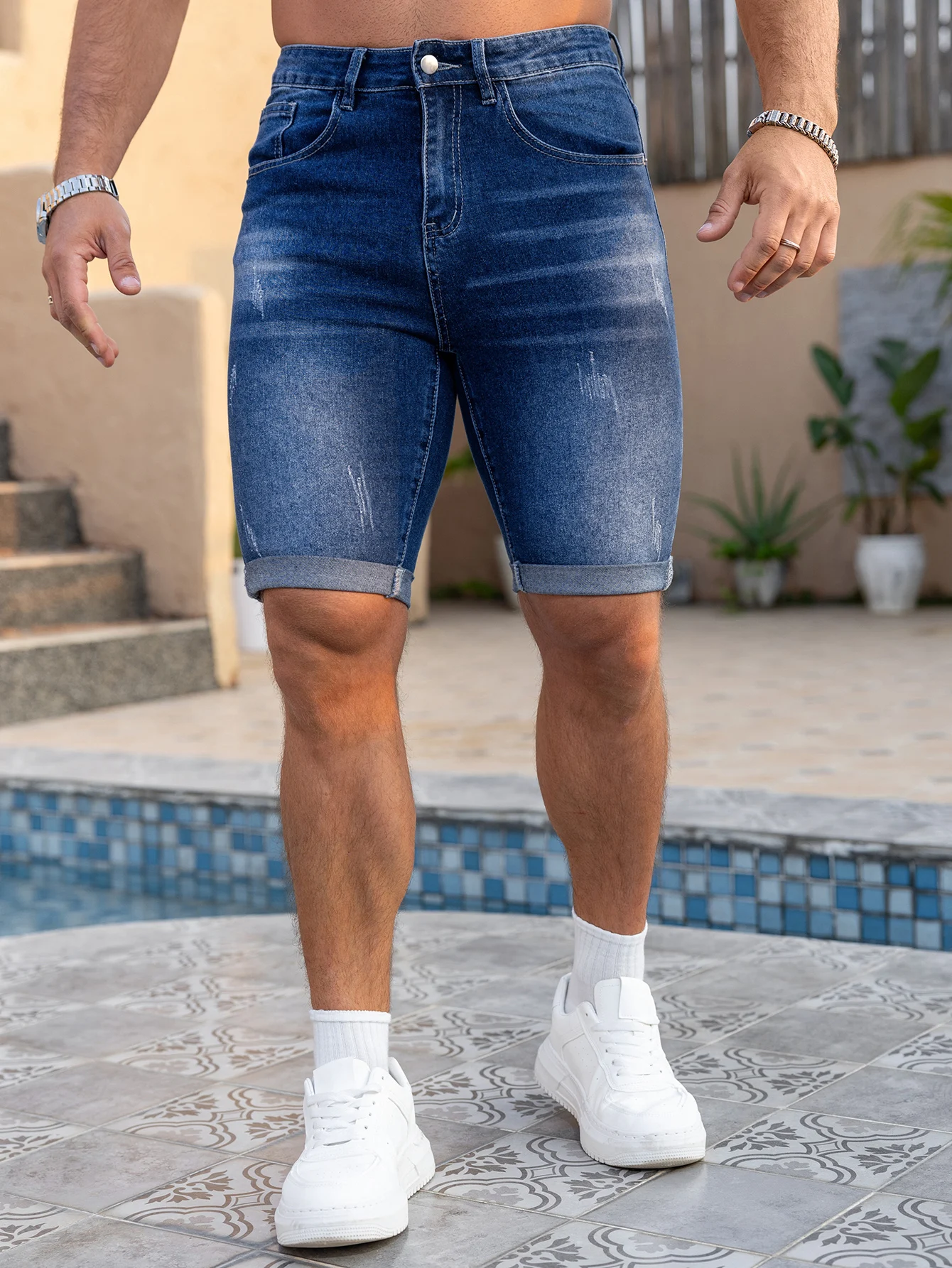 Men's Cuffed Denim Shorts — product detail 7