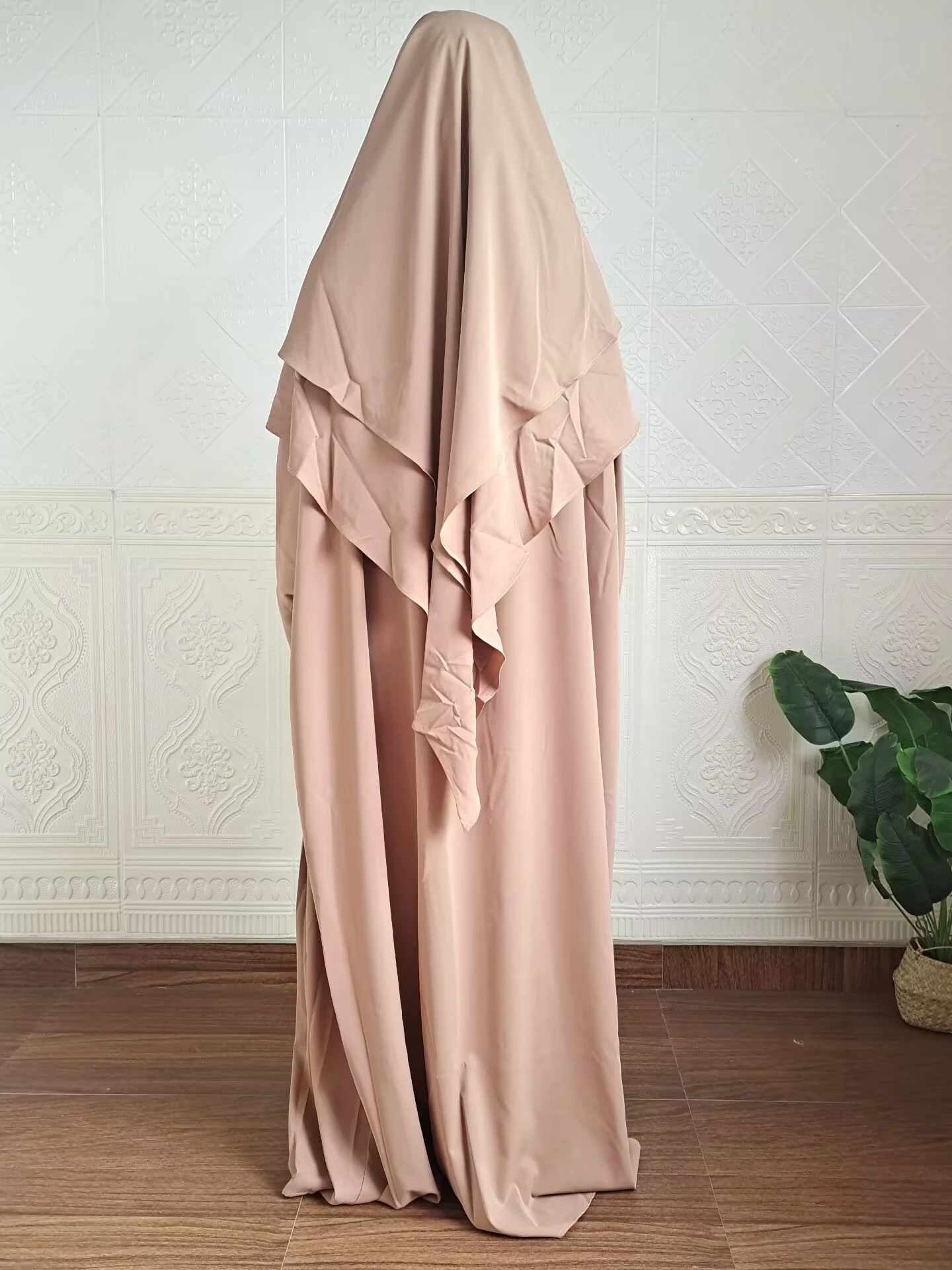 Eid Abaya Dress for Woman 2 Piece Set +Long Khimar Niqab Ramadan Women Prayer Party Arabic Robe Caftan Vestido Kaftan